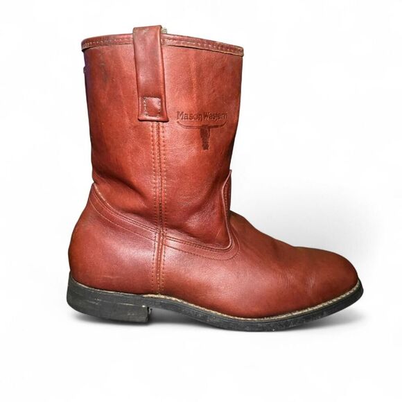 Mason Western Men's Brown Leather Western Work Boots w/ Vibram Soles Sz 9.5EE - Picture 2 of 8